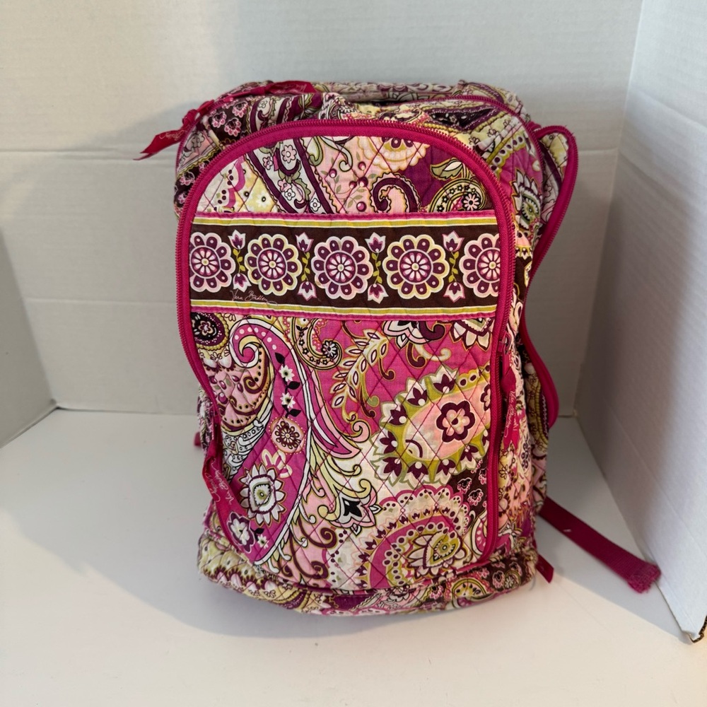 Vera Bradley Pink Paisley bright large backpack with numerous storage pockets